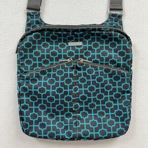 Baggallini Horizon Aqua Blue Gray Trellis Print Crossbody Shoulder Nylon Bag